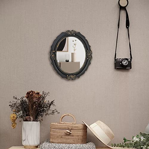 Iamoy Gothic Decor,Wall Mounted Mirror, Vintage Style Oval Mirror, 10.5 By 12.5 Inches, Black #TOP4