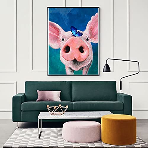 Diy 5D Diamond Painting Kits Pig Butterfly Pink, Diamntrum Crystal Rhinestone Embroidery Pictures Arts Paint By Number Kits Diamond Art Kits For Gift Home Wall Decor 12X16 Inch #TOP3