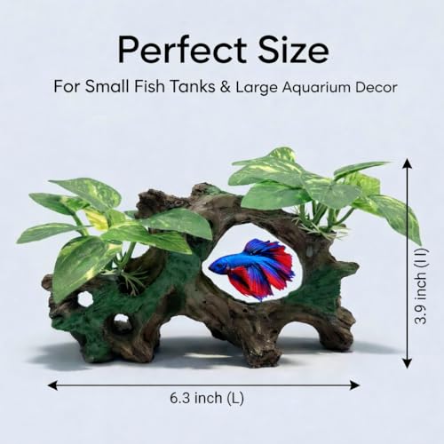 Image of Aquarium Decorations Cave Silk Aquarium Plants Betta Fish Tank Decor Ornament, Soft & Safe Fish Tank Accessories, Goldfish Bowl Decor Artificial Driftwood