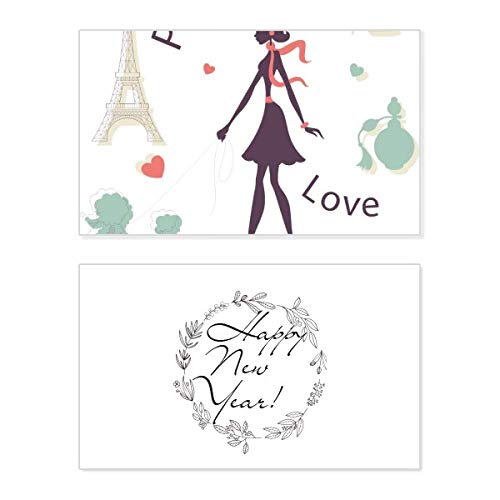 Tarjeta conmemorativa de Año Nuevo con diseño de la Torre Eiffel de París para mujer