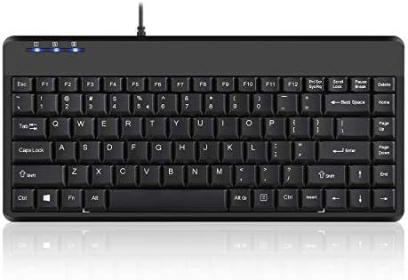 Perixx PERIBOARD-409H Mini Keyboard with USB Port - 12.40x5.79x0.79 Inch Dimension - Piano Finish Black - Build in 2X USB2.0 Hubs - USB Interface - US English Layout