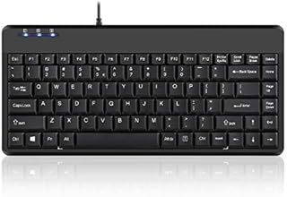 Perixx PERIBOARD-409H Wired USB Mini Keyboard with 2 USB Hubs, Black, US English Layout