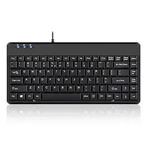 Perixx PERIBOARD-409H Mini Keyboard with USB Port - 12.40x5.79x0.79 Inch Dimension - Piano Finish Black - Build in 2X USB2.0 Hubs - USB Interface - US English Layout
