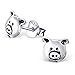 Pig Earrings, Stering Silver 925, Oxidized Finish, Small (E20527)