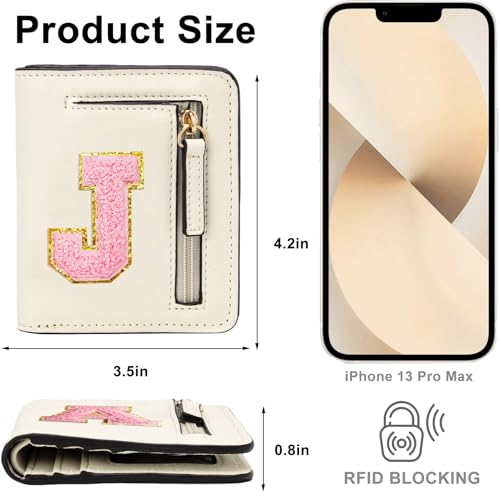 Image of Birthday Gifts for Teen Girl Kids Wallet Little Girl Wallets | Small Initial Kid Wallet for Girl Rfid Wallet Preppy Stuff Gifts for Girls 8-12 Beige J
