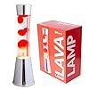 fisura. - Lampe à lave rouge. Base chromée, liquide transparent et lave rouge. Lampe d'ambiance originale. Avec ampoule de rechange. 11 cm x 11cm x 39,5 cm.