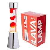fisura. - Lampe à lave rouge. Base chromée, liquide transparent et lave rouge. Lampe d'ambiance originale. Avec ampoule de rechange. 11 cm x 11cm x 39,5 cm.