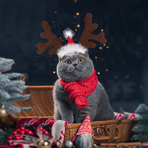 Bwogue C0174-FBA Dog Elk Reindeer Antler Headband With Santa Hat Pet Pet Christmas Costume Headwear Accessories thumb #5
