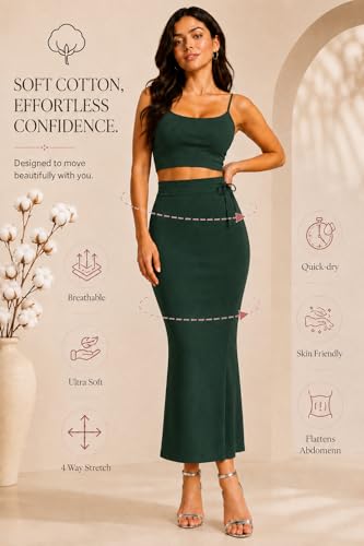 Image of Stretchable Cotton Saree Shapewear Petticoat for Women | Breathable Saree Shaper with Drawstring & Side Slits | Seamless Inskirt Petticoat for Saree Lehenga Gown | S-5XL