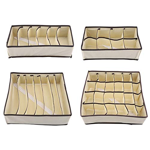 Yolispa Organisateurs de tiroir, séparateurs pliables, organiseur de penderie pour sous-vêtements, vêtements (ensemble complet)