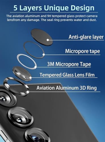 Amazon Brand - Solimo Camera Glass Lens Protector Ring for Samsung Galaxy S25 Ultra 5G Case Friendly with Edge to Edge Coverage and Easy Installation (Purple) 7 41lsbmfjdmL