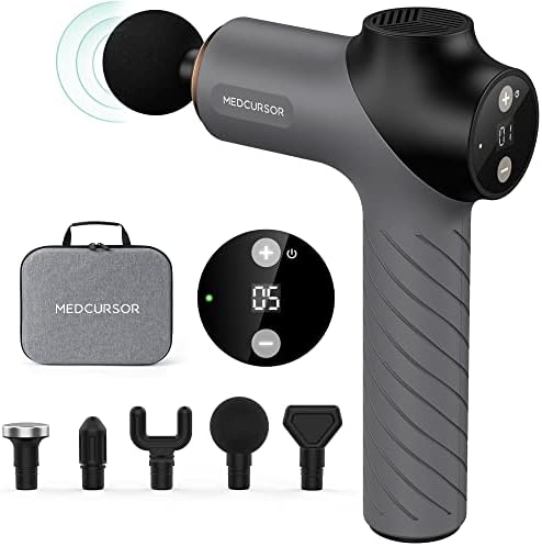 Medcursor Massage Gun Deep Tissue, Handheld Muscle Massager Gun with LCD Touch Display, Quiet Brushless Motor, Carry Case, Portable Percussion Massage Gun for Athletes, Pain Relief, Gifts, Grey