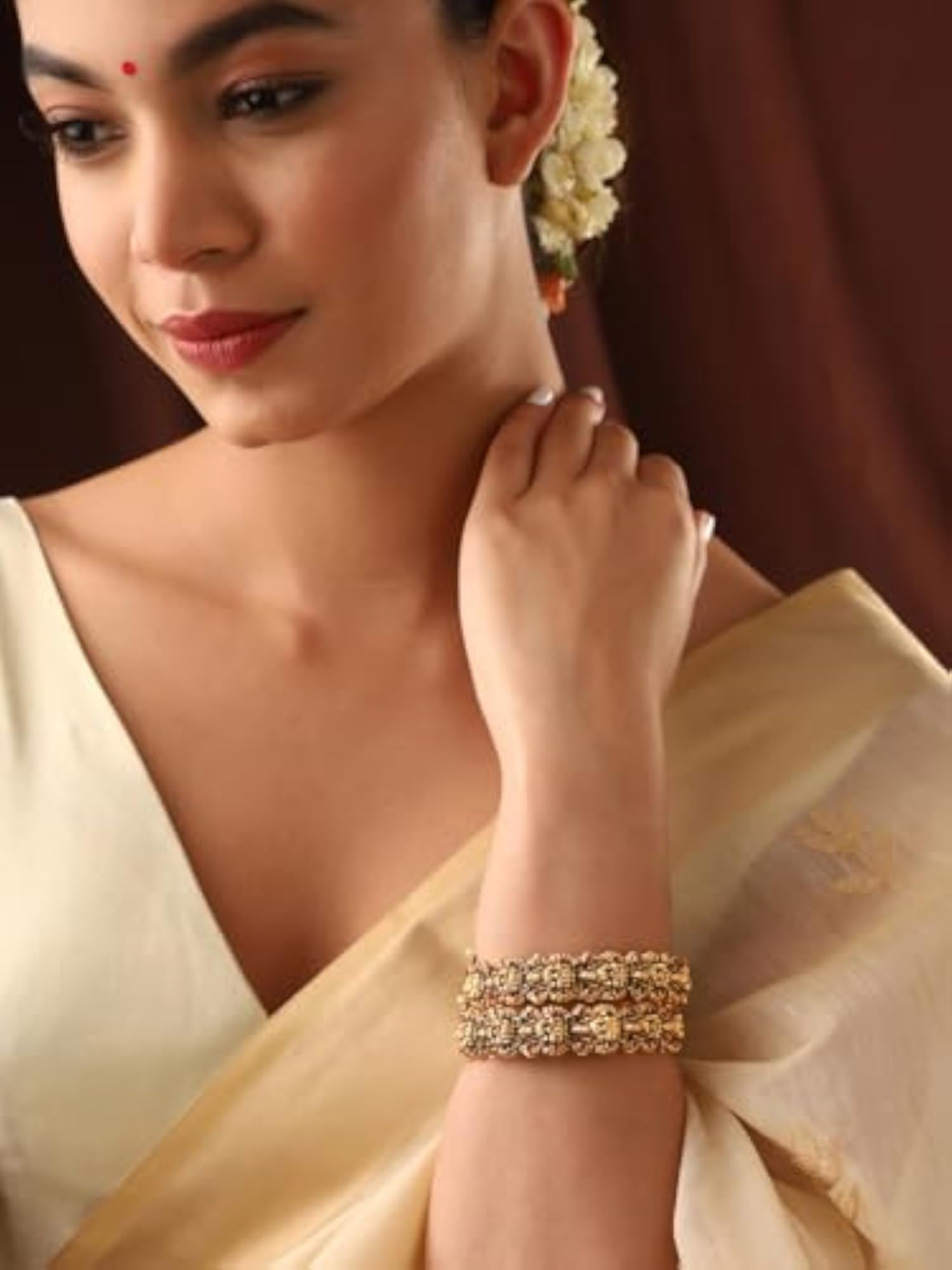 Temple Goddess Plated Bangles, Traditional Elegance