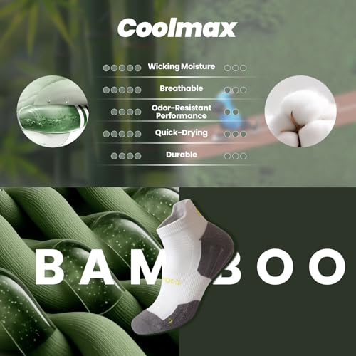 Wildarms Coolmax Bamboo Viscose Compression Running Socks for Men 3 Pairs Athletic Anti Blister Socks Cushioned Ankle Socks2