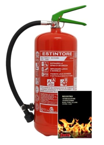 ESTINTORE A SCHIUMA LT 6, OMOLOGATO E CERTIFICATO, FORNITO DI STAFFA + CARTELLO + REGISTRO ANTINCENDIO + TAGLIANDO DI CONTROLLO (LA DATA DI SCADENZA DEL TAGLIANDO NON E' LA SCADENZA DELL'ESTINT