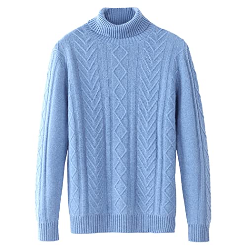Men's 100% Cashmere Sweater Winter Warm Turtleneck Argyle Knitted Pullover Slim Fit Jumper2