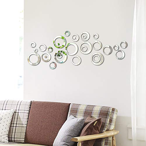 Removable Wall Sticker Decal Acrylic Mirror Setting For Home Living Room Bedroom Decor (2.5-13.5 Cm, 48 Pieces) #TOP2