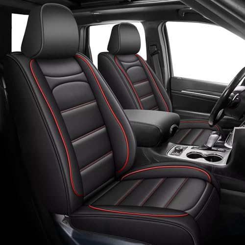 RAWAKORW Seat Covers for Jeep Grand Cherokee 2022-2025 Full Set Waterproof Leather Custom Automotive Car Seat Covers Protector (5Seats
