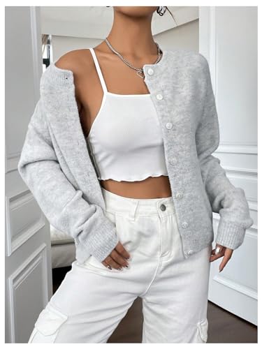 GORGLITTER Women's Button Up Knit Cardigan Open Front Casual Dressy Fall Trendy 2025 Cute Long Sleeve Sweater4