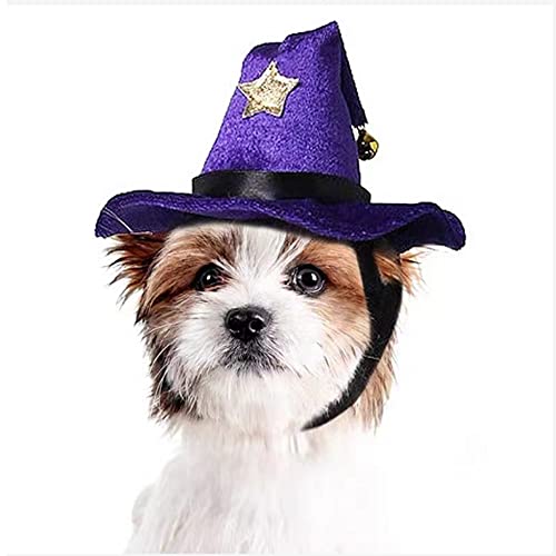 Aniac pet halloween costume adjustable magic witch hat with bell star decor for cats and small dogs purple 2 Aniac pet halloween costume adjustable magic witch hat with bell star decor for cats and small dogs purple - image 3