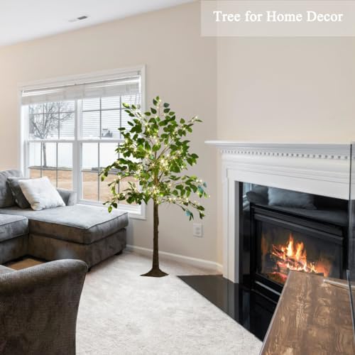 LITBLOOM Artificial Ficus Tree with Lights 4FT 140 LED Fairy Lights, Lighted Greenery Tree for Home Living Room Decoration by LITBLOOM - Used condition - Image 7