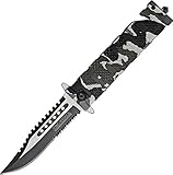 TAC Force TF-710DW Liner Lock Assisted Opening Folding Knife, Two-Tone Half-Serrated Blade, Winter Camo Handle, 5-Inch Closed