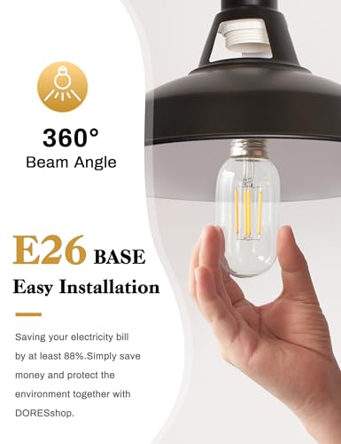 Image of 4 Pack LED Edison Bulbs, 4W Edison Light Bulbs, Antique LED Filament Bulbs 40W Equivalent, E26 Base, T45 LED Bulb with Clear Glass, Warm White 2700K, Non Dimmable, Great for Home, Bedroom, Office | 40W Equivalent,E26 Base,T45 LED Bulb with Clear Glass,Warm White 2700K,Non Dimmable,Great for Home,Bedroom,Office