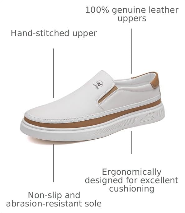 Veslexth Men's Slip-On Loafers Handmade Breathable Comfortable Soft Moccasin Driving Penny Casual Shoes White by Veslexth - Used condition - Image 3