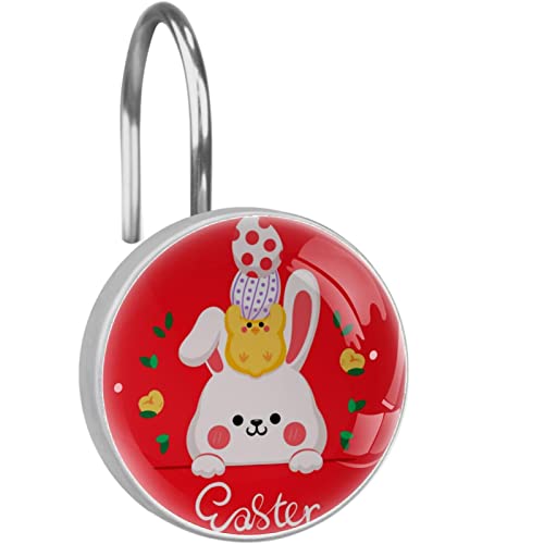 12 Pack Shower Curtain Hooks, Easter Rabbit Egg Decorative Hooks For Shower Curtains And Liners Crystal Glass Rustproof Curtain Rod Hangers Shower Rings For Bathroom #TOP7