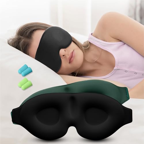Navaris 3D Schlafmaske 2er Set – Schlafbrille Herren Frauen – Schlafmasken Sleeping Mask – Für Seitenschläfer Wimpernverlängerung – Schlafbrille Damen – Augenmaske und Ohrstöpsel