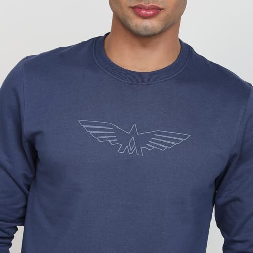 Image of Park Avenue Men Slim Fit Solid Pattern Cotton Polyester Blend Round Neck Full Sleeve Casual Sweatshirt