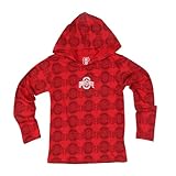 Wes and Willy Kids College All Over Team Logo Long Sleeve Hooded T-Shirt (Ohio State Red, Medium)
