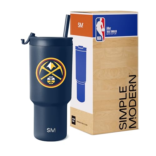 Simple Modern Officially Licensed NBA Denver Nuggets 30 oz Tumbler with Flip Lid and Straws | Insulated Cup Stainless Steel | Gifts for Men Women | Trek Collection | Denver Nuggets