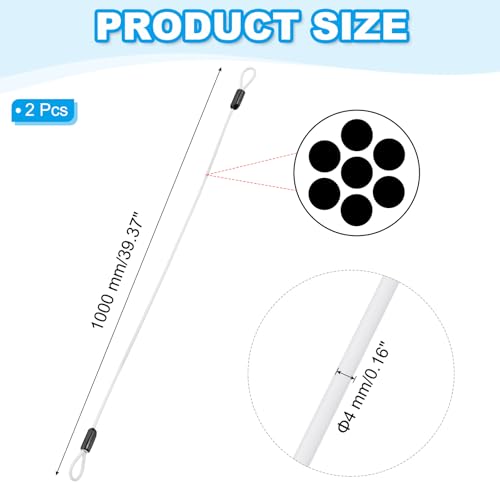Câble en acier inoxydable gainé vinyle blanc avec boucles lot de 2 PATIKIL - 3