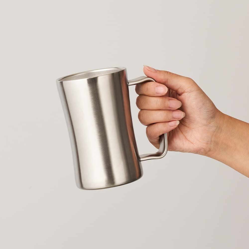 Doshisha Drinking Mug, 14.2 fl oz (420 ml), Dishwasher Safe, Heat Retention, Cold Retention, Vacuum Insulated, Beer Mug, Gold