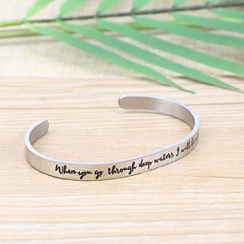 Memgift Inspirational Christian Religious Bible Verse Scripture Gifts for Female Christmas Jewelry When you go through deep waters, I will be with you Isaiah 43:2" by Memgift - Used condition - Image 2