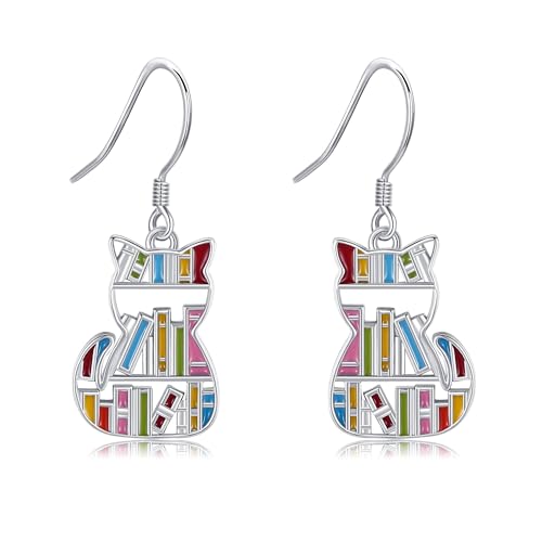 Cat Book/Hummingbird/Highland Cow/Wolf/Chicken Earrings Sterling Silver Animals Jewelry Gift for Women