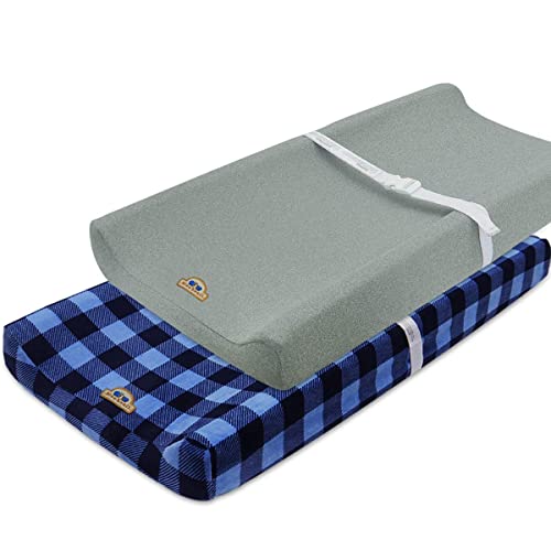Image of Super Soft and Stretchy Changing Pad Cover 2pk by BlueSnail (Navy buffola Plaid)