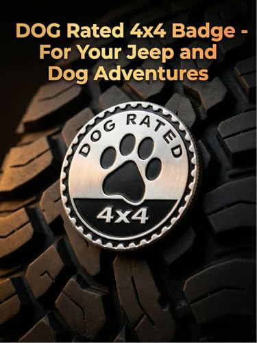 Image of 2 PCS Dogs Badge Rated Car Emblem, 4 x 4 Metal Automotive Badge, 3D Round Metal Car Badges Emblems, Car Badge Decals Stickers Compatible with Jeep Wrangler Vehicles Trucks SUV (Dog Rated-C)