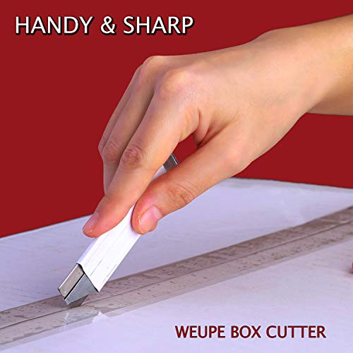 Image of Retractable Box Cutter, 12-Pack Metal Tap Knife, Razor Blade Cardboard Opener, Lightweight Handy Utility Knife for Packages, Letters, Craft and Paper, Single Edge Razor Scraper