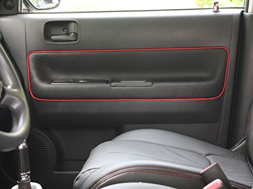 RedlineGoods insercion de Puertas Delanteras Compatible con Scion XA 2003-07 Cuero Latte Costura Negra