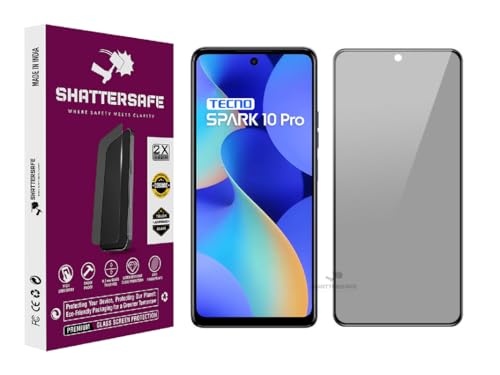 Image of Anti-Spy Privacy Tempered Glass Compatible For Tecno Spark 10 Pro [Pack of 1]. 9H Hardness, Anti-Scratch, Edge-to-Edge Protection With Easy Installation Kit & Case Friendly Fit.