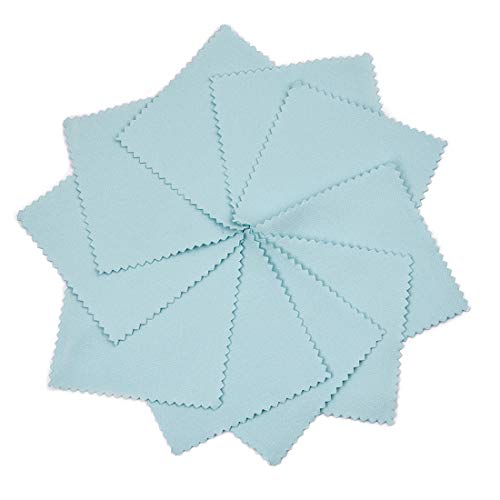 Sevenwell 50Pcs Jewelry Cleaning Cloth Mediumturquoise Polishing Cloth For Sterling Silver Gold Platinum Small Polish Cloth 8X8Cm #TOP2