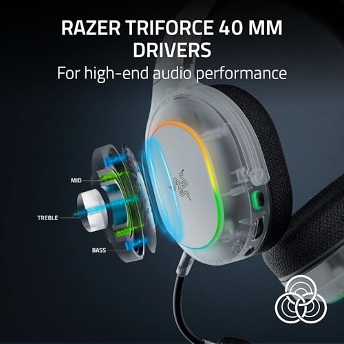Image of Razer Barracuda X Chroma Wireless Gaming Headset: 2.4GHz Wireless & Bluetooth - Lightweight - RGB - 40mm Drivers - Cardioid Mic - 70 Hr Battery - For PC, Mac, PS5, Switch 2, Smartphone - Phantom White