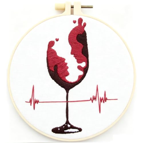 Image of Couple Embroidery Kits for Beginners Adults, Abstract Face Embroidery Starter Kit, Hand Stamped Cross Stitch Kits for Adults Anniversary Valentine's Day Gifts, Embroidery Hoop, Thread & Video Tutorial