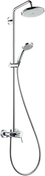 Hansgrohe Croma 220 27222000 Shower Pipe with Bath Fitting and Pivoting Shower Arm DN 15 Chrome