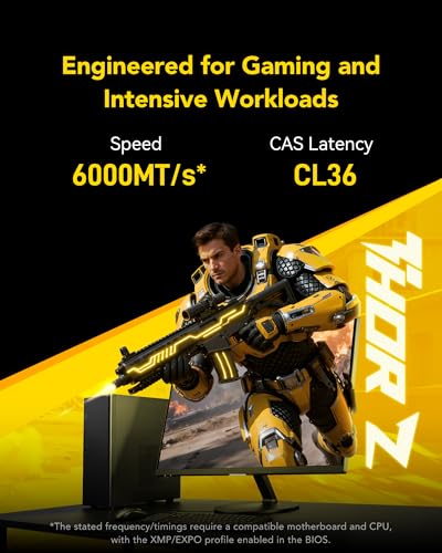 Image of Lexar THOR Z Series OC DDR5 RAM 32GB Kit (2x16GB) 6000 MHz CL36, DRAM 288-Pin UDIMM Desktop Memory, PC Memory High-Performance Computer Memory for Intel XMP 3.0 /AMD EXPO, For AI, Gaming, 1.4V