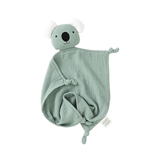 okdiy Organic Cotton Bunny Loveys for Babies,Newborn Baby Lovey Security Blanket,Lovies for Babies New Born Baby Unique Neutral Gifts Boys and Girls (Koala-Green)