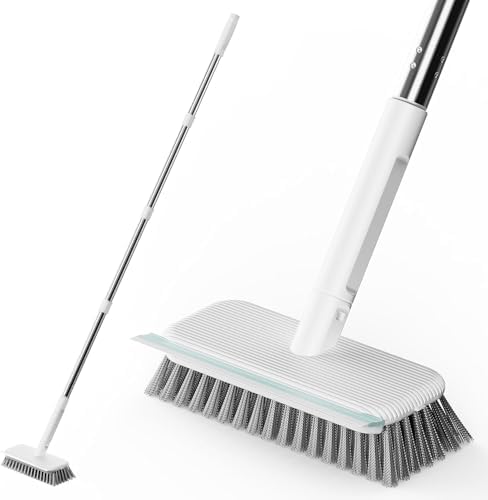 Floor Scrubber, Stainless Steel Wire Scrub Brush with Long Handle, Sturdy, Durable, and Corrosion-Resistant, Outdoor Surface 