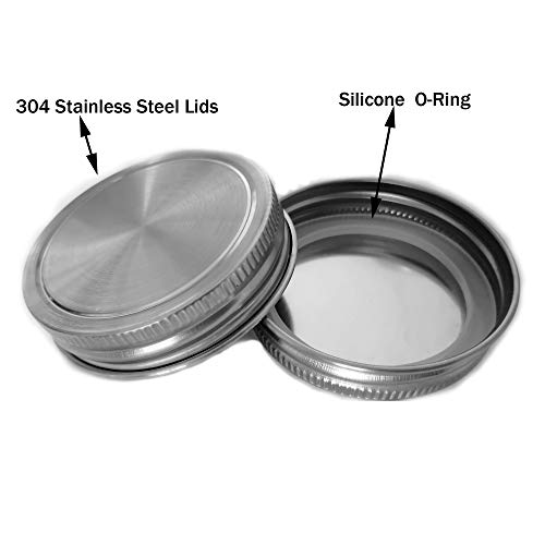 Aikeve Stainless Steel Mason Jar Lids,12 Pack Polished Surface,Reusable And Leak Proof,Storage Caps With Silicone Seals For Regular Mouth Size Jars thumb #1